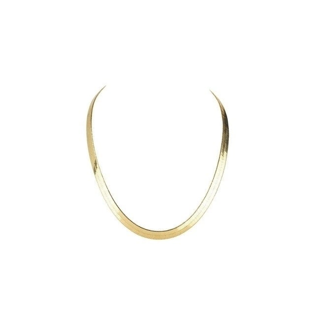 14k Yellow Gold Flat Herringbone Chain Necklace Unisex 20 Image 2