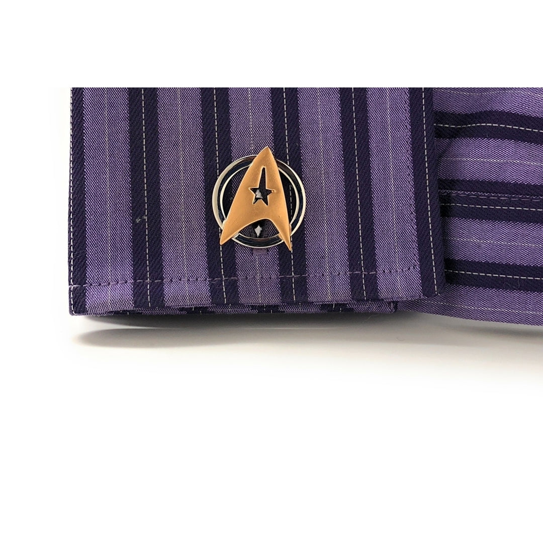 Star Trek Gold Space Badge Custom Cufflinks Cleaver Unique SI FI Wear Starfleet Academy Fleet Cosplay Image 2