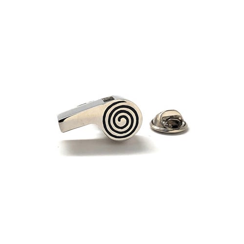 Whistle Lapel Pin Silver with Black Enamel Pin Image 1