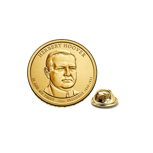 Herbert Hoover Presidential Dollar Lapel Pin Uncirculated One Dollar Coin Enamel Pin Image 1