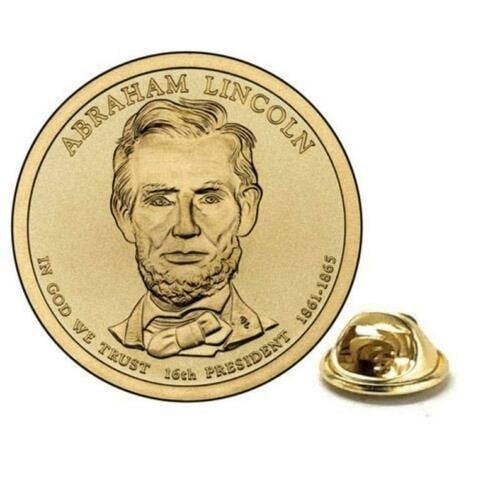 Abraham Lincoln Presidential Dollar Lapel Pin Uncirculated One Dollar Coin Image 1