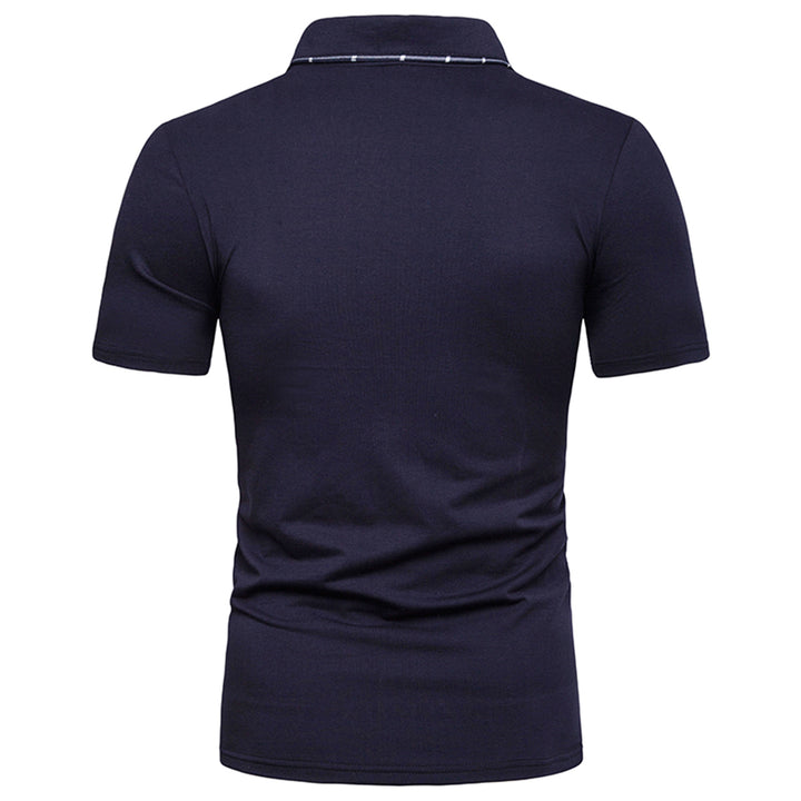 Men POLO Shirt Summer Short Sleeve Pleated Polo Neck Business Casual Office Work T-shirt Slim Fit Tops Image 4