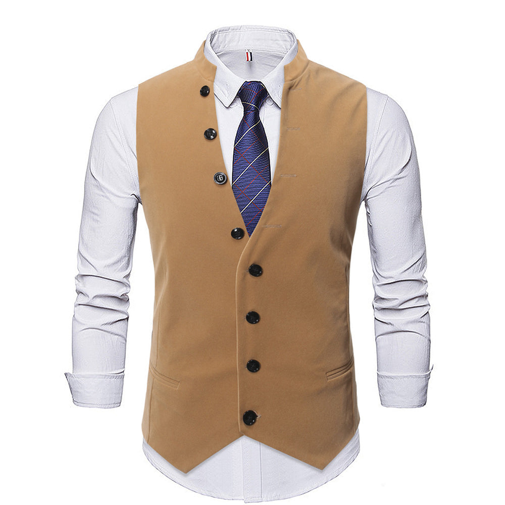 Men Suit Vest Casual Sleeveless Vest Jacket Slim Fit Vest Waistcoat Image 2