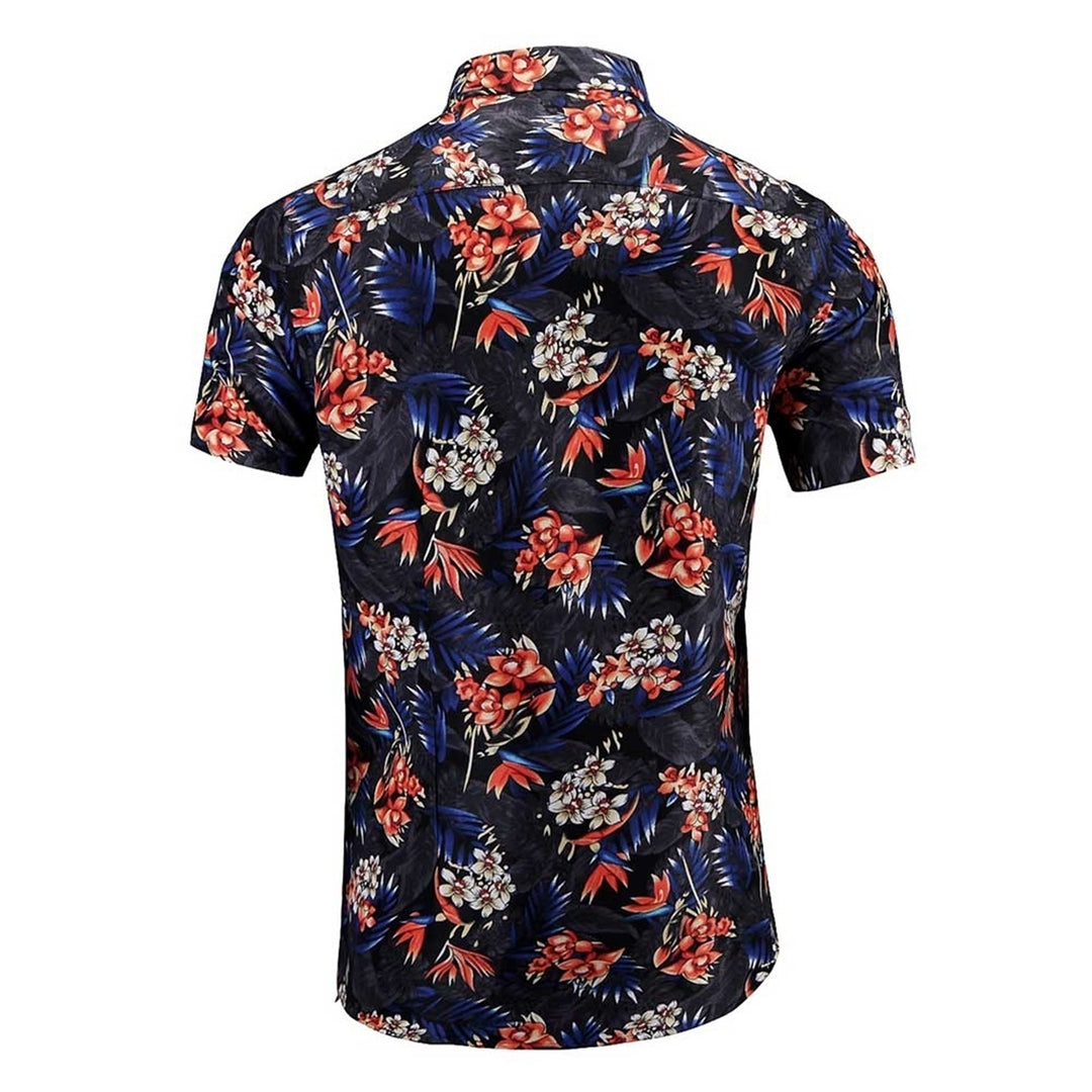 Mens Slim Fit Floral Beach Hawaiian Button-down Dress Shirt Image 3