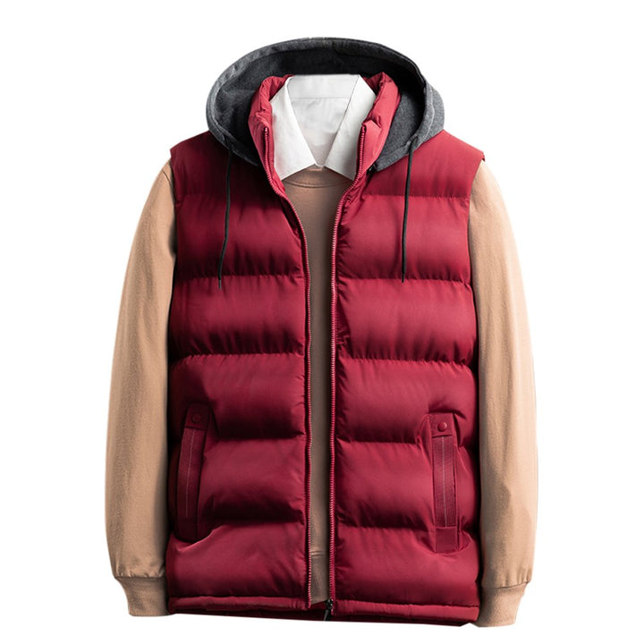 Mens Thicken Winter Vest Jacket Thicken Vest with Removable Hood Image 1