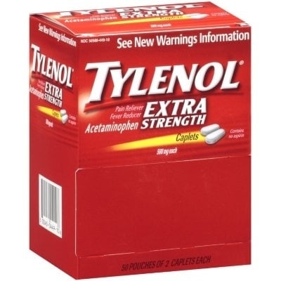 Tylenol Extra Strength Caplets - 50/2 Packs. Image 1