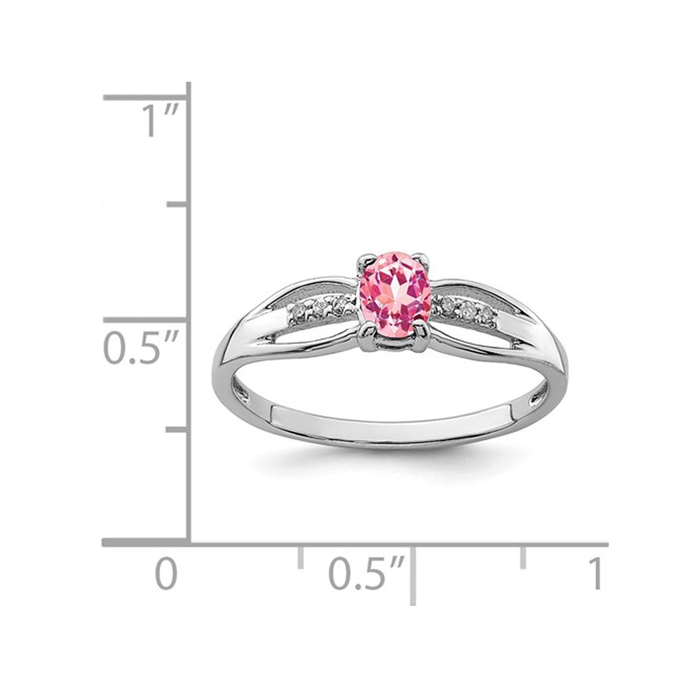 1/3 Carat (ctw) Pink Tourmaline Ring in Sterling Silver Image 2