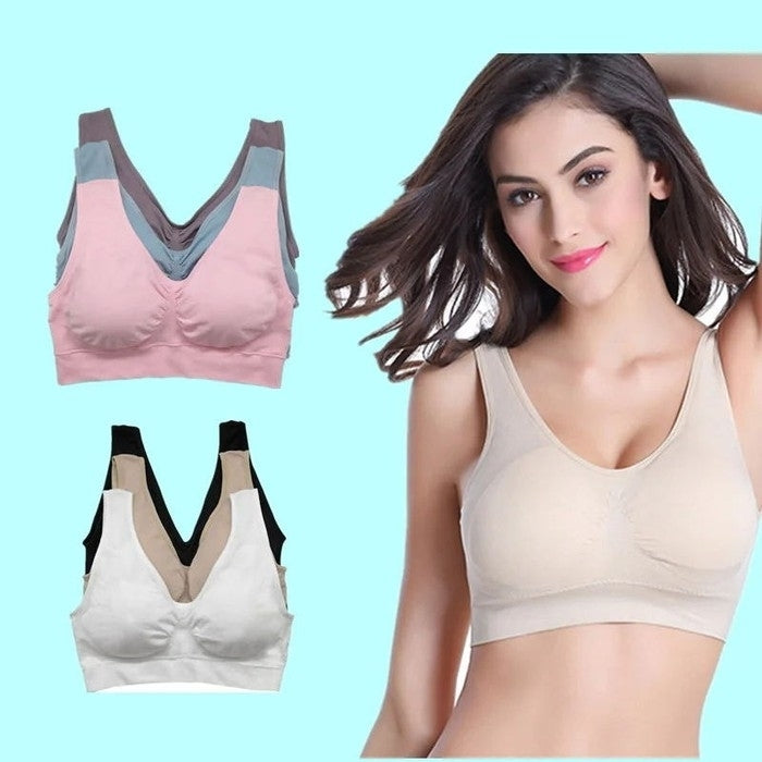 3-Pack Ladies Vest Wrapped Chest Single Layer Sports Bra Image 2
