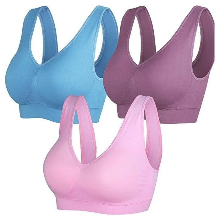 3-Pack Ladies Vest Wrapped Chest Single Layer Sports Bra Image 1