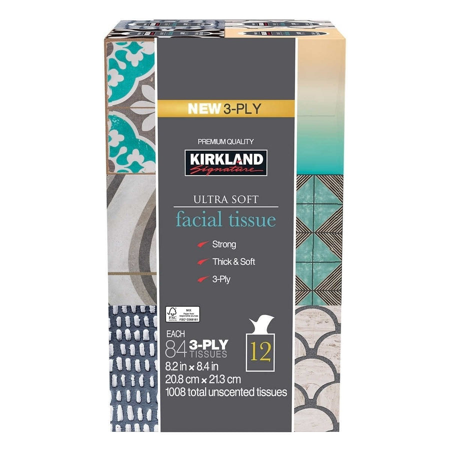 Kirkland Signature Facial Tissue 3-Ply 84 Count (12 Pack) Image 1