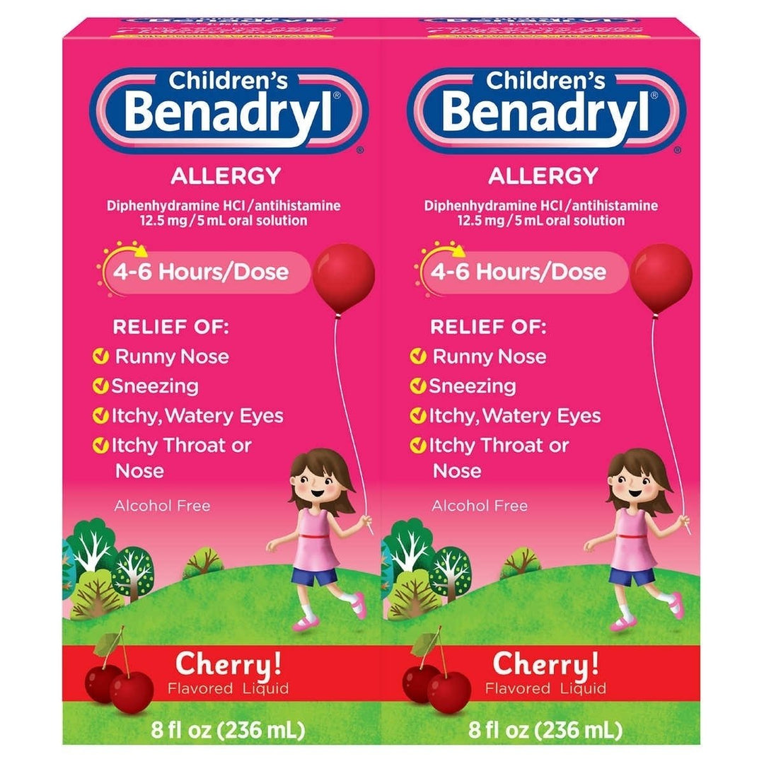 Childrens Benadryl Allergy Liquid Cherry 8 Fluid Ounces (2 Count) Image 1