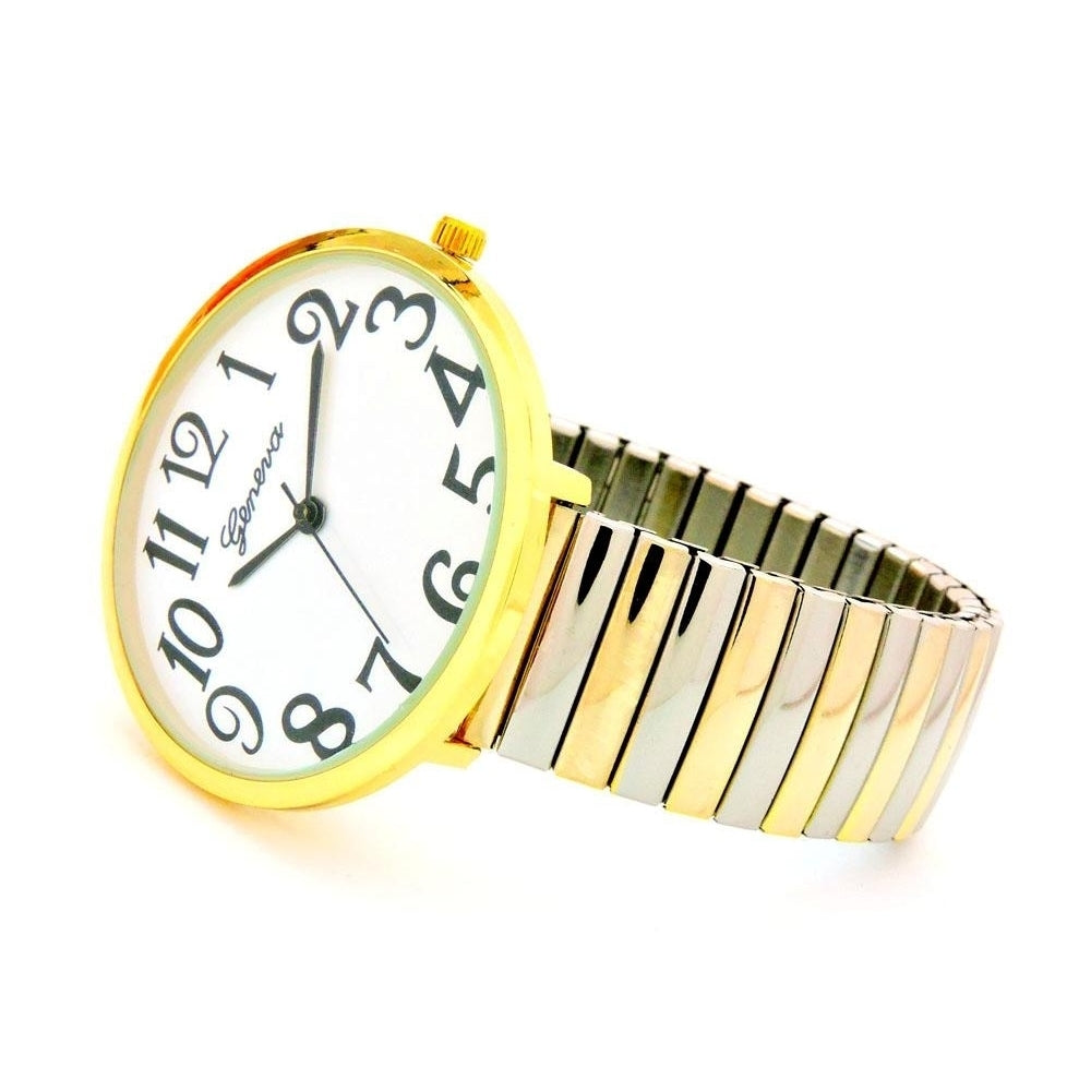 Two-Tone Super Large Round Face Extension Band Womens Watch Image 2