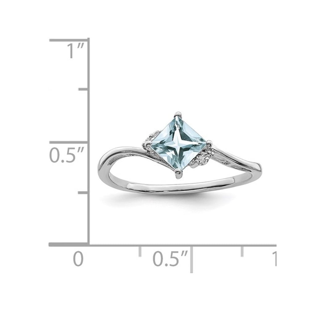 1/2 Carat (ctw) Princess-Cut Aquamarine Ring in Sterling Silver Image 2