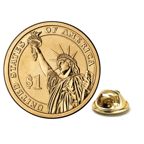 Statue of Liberty Presidential Dollar Lapel Pin Uncirculated One Dollar Coin Gold Pin Image 1