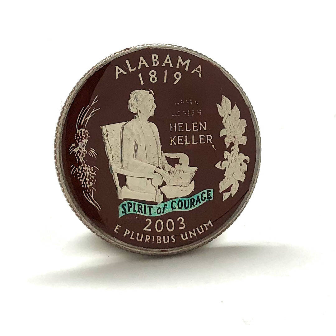 Coin Pin Hand Painted Alabama State Quarter Enamel Coin Lapel Pin Tie Tack Travel Souvenir Coins Keepsakes Cool Fun Image 2