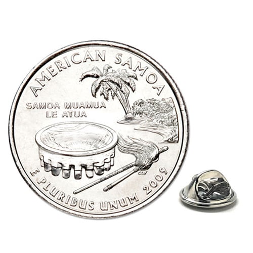 Samoa Coin Lapel Pin Uncirculated U.S. Quarter 2009 Image 1