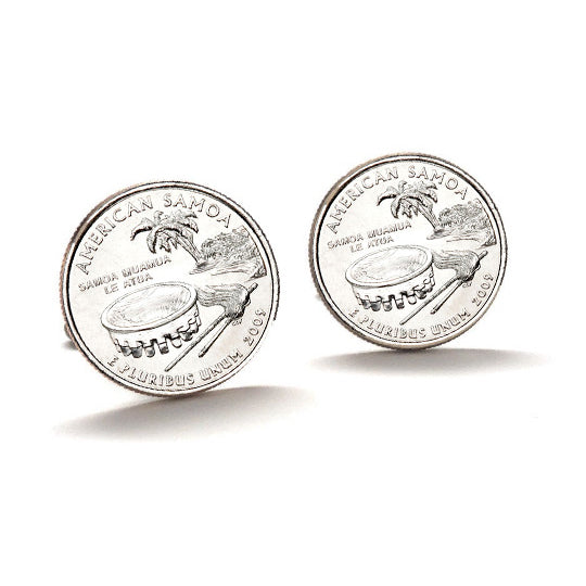 Samoa Coin Cufflinks Uncirculated U.S. Quarter 2009 Cuff Links Image 1