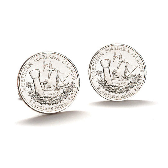 Mariana Islands Coin Cufflinks Uncirculated U.S. Quarter 2009 Cuff Links Image 1