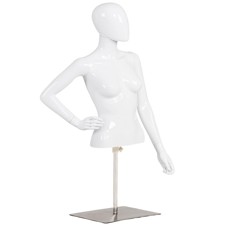 Female Mannequin Realistic Torso Half Body Head Turn Dress Form Display w/Base Image 1