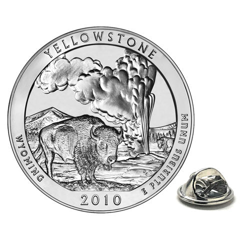 Yellowstone National Park Coin Lapel Pin Uncirculated U.S. Quarter 2010 Tie Pin Image 1