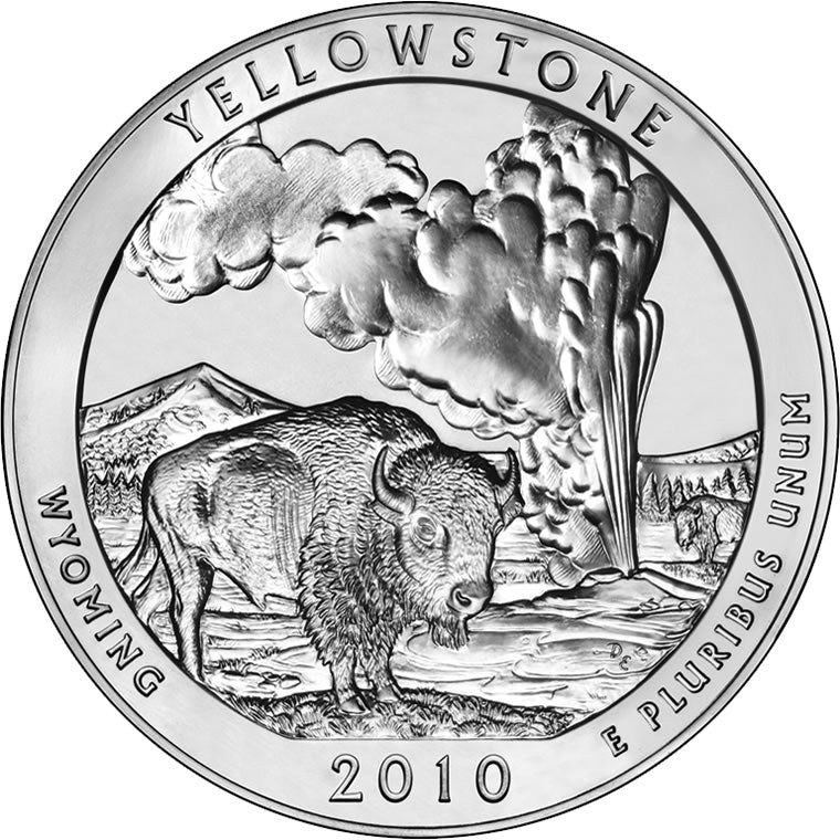 Yellowstone National Park Coin Lapel Pin Uncirculated U.S. Quarter 2010 Tie Pin Image 2