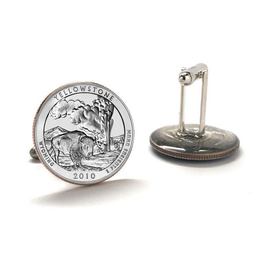 Yellowstone National Park Coin Cufflinks Uncirculated U.S. Quarter 2010 Cuff Links Image 3