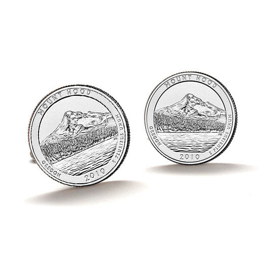 Mount Hood National Forest Coin Cufflinks Uncirculated U.S. Quarter 2010 Cuff Links Image 1