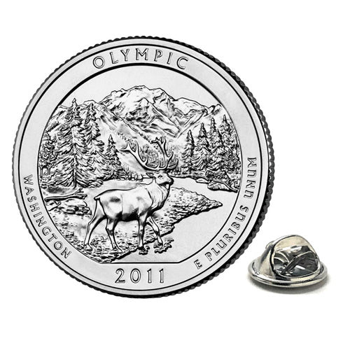 Olympic National Park Coin Lapel Pin Uncirculated U.S. Quarter 2011 Tie Pin Image 1