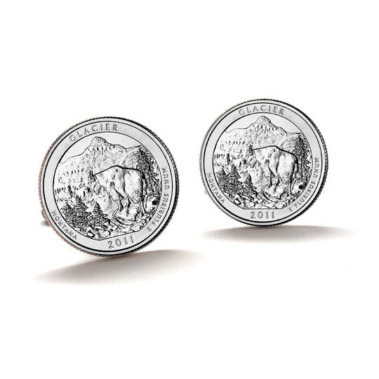 Glacier National Park Coin Cufflinks Uncirculated U.S. Quarter 2011 Cuff Links Image 1