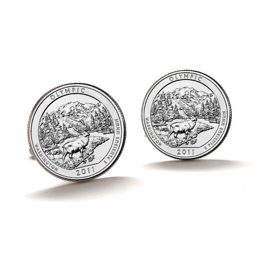 Olympic National Park Coin Cufflinks Uncirculated U.S. Quarter 2011 Cuff Links Image 1