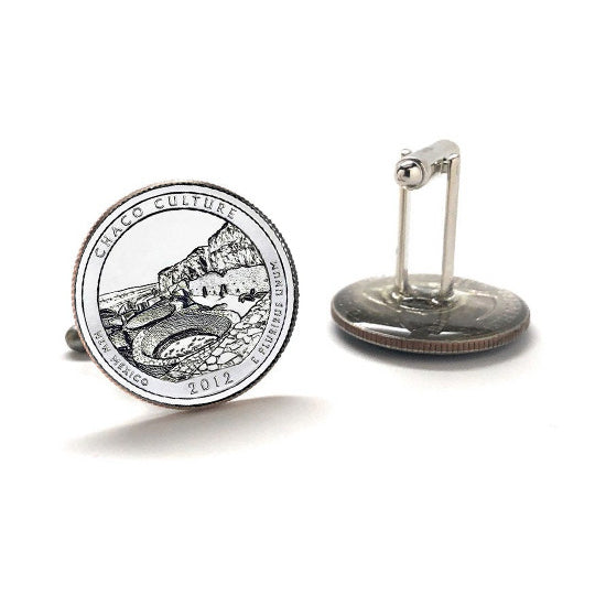 Chaco Culture National Historical Park Coin Cufflinks Uncirculated U.S. Quarter 2012 Cuff Links Image 3
