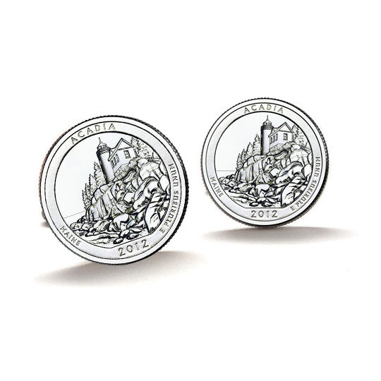 Acadia National Park Coin Cufflinks Uncirculated U.S. Quarter 2012 Cuff Links Image 1