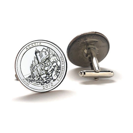 Acadia National Park Coin Cufflinks Uncirculated U.S. Quarter 2012 Cuff Links Image 2