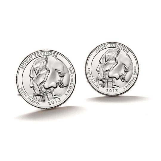 Mount Rushmore National Memorial Coin Cufflinks Uncirculated U.S. Quarter 2013 Cuff Links Image 1