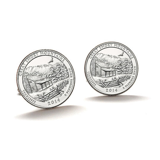 Great Smoky Mountains National Park Coin Cufflinks Uncirculated U.S. Quarter 2014 Cuff Links Image 1