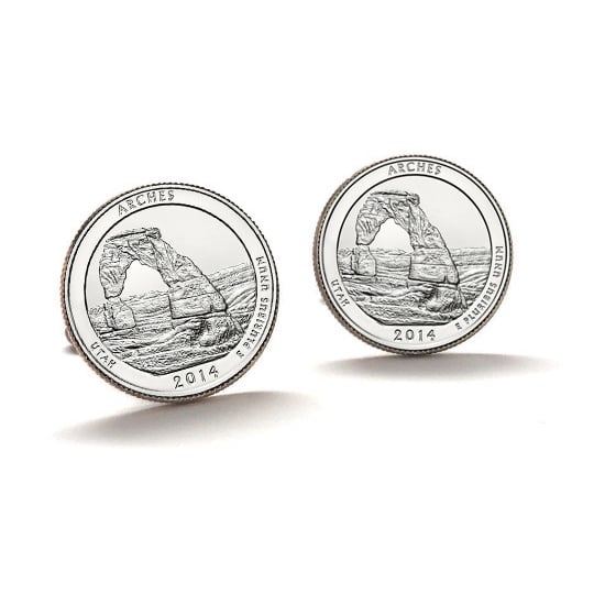 Arches National Park Coin Cufflinks Uncirculated U.S. Quarter 2014 Cuff Links Image 1