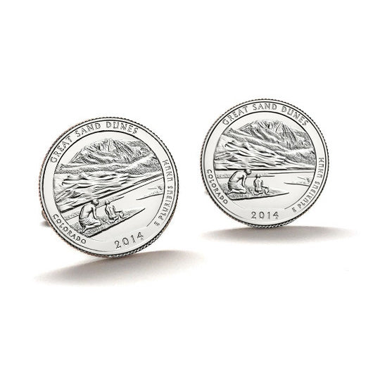 Great Sand Dunes National Park Coin Cufflinks Uncirculated U.S. Quarter 2014 Cuff Links Image 1