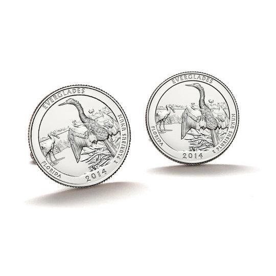 Everglades National Park Coin Cufflinks Uncirculated U.S. Quarter 2014 Cuff Links Image 1