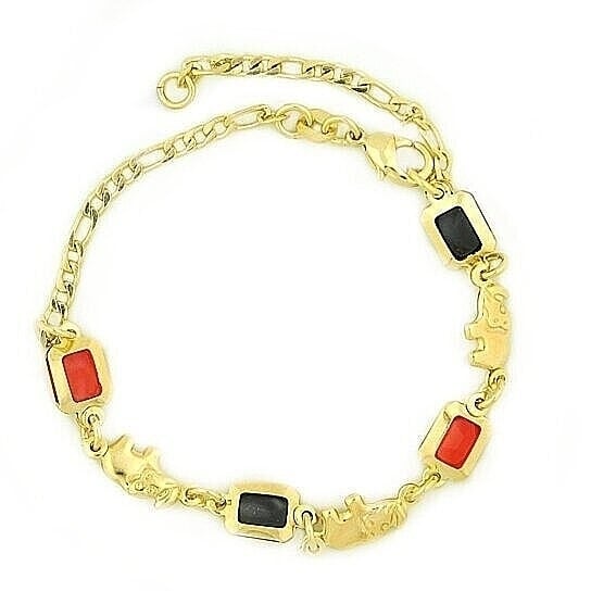 14k Gold Filled 3 COLOR Elephant Bracelet 7.5 " Image 1