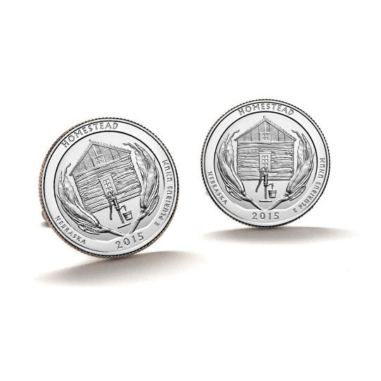 Homestead National Monument of America Coin Cufflinks Uncirculated U.S. Quarter 2015 Cuff Links Image 1