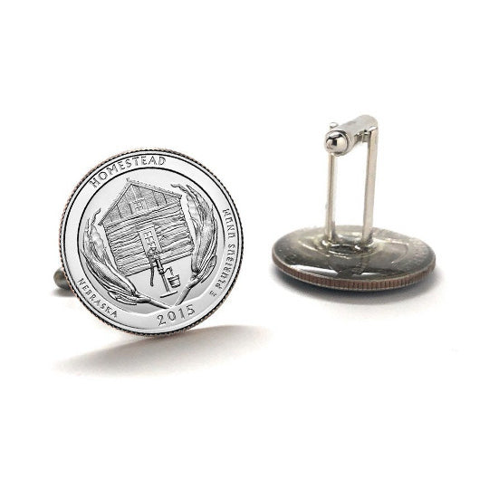 Homestead National Monument of America Coin Cufflinks Uncirculated U.S. Quarter 2015 Cuff Links Image 3
