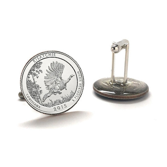 Kisatchie National Forest Coin Cufflinks Uncirculated U.S. Quarter 2015 Cuff Links Image 3