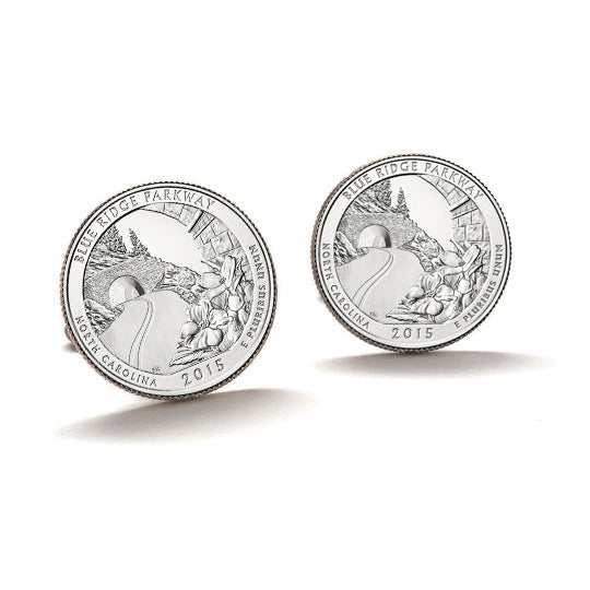 Blue Ridge Parkway Coin Cufflinks Uncirculated U.S. Quarter 2015 Cuff Links Image 1