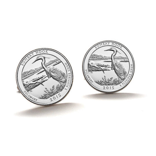 Bombay Hook National Wildlife Refuge Coin Cufflinks Uncirculated U.S. Quarter 2015 Cuff Links Image 1