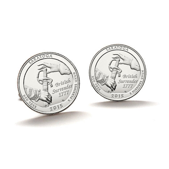 Saratoga National Historical Park Coin Cufflinks Uncirculated U.S. Quarter 2015 Cuff Links Image 1