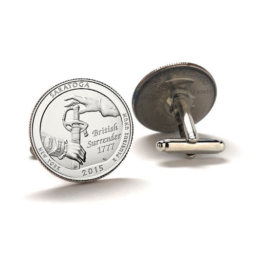 Saratoga National Historical Park Coin Cufflinks Uncirculated U.S. Quarter 2015 Cuff Links Image 2