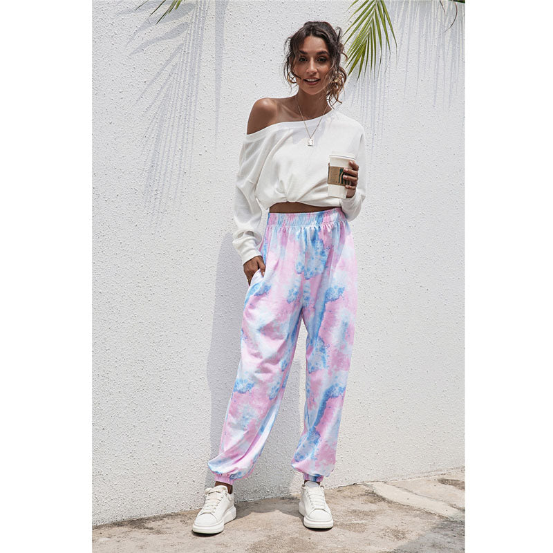 Fashion Tie Dye Elastic Waistband Pants in 6 Colors Image 2