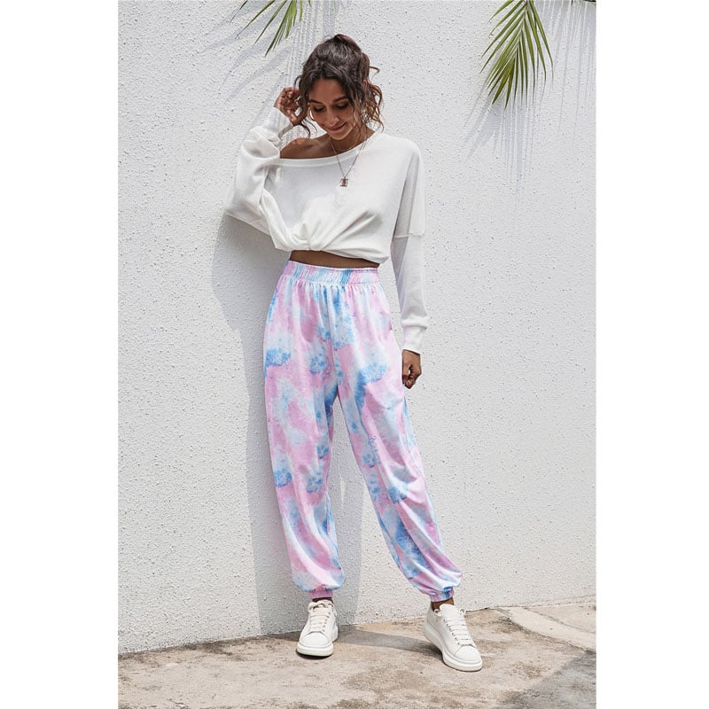 Fashion Tie Dye Elastic Waistband Pants in 6 Colors Image 3