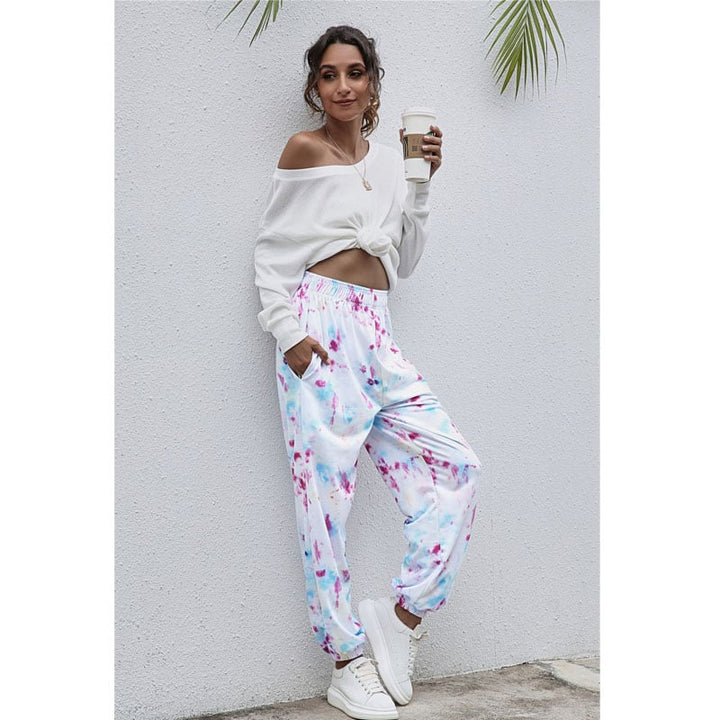 Fashion Tie Dye Elastic Waistband Pants in 6 Colors Image 1