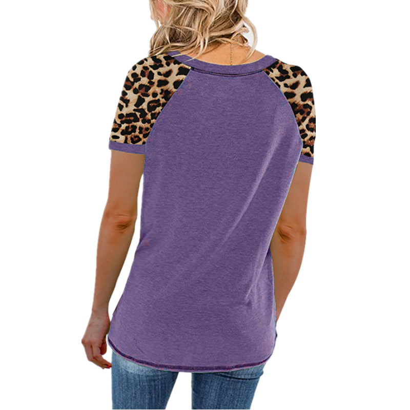 Women Comfy Soft Lightweight Leopard Sleeve Tunic Top Shirt in 8 Colors Size Small to 5XLarge Image 3